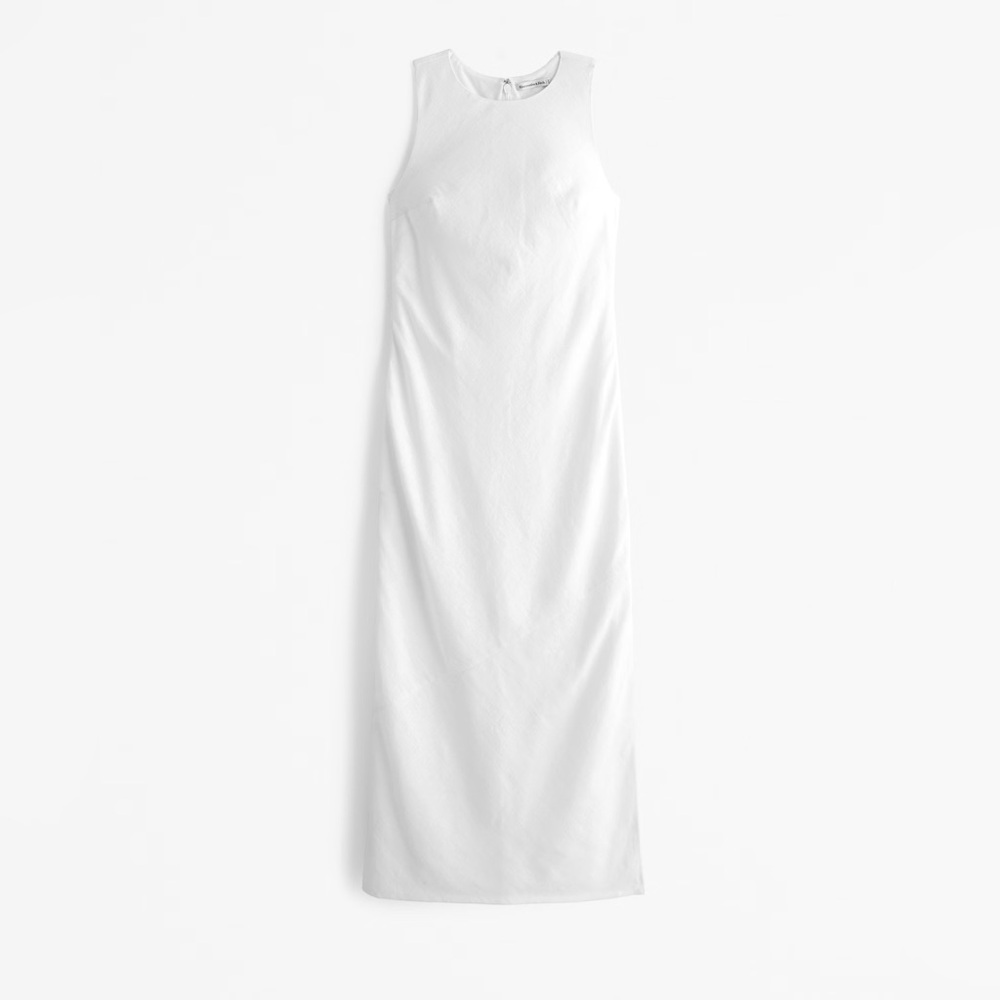 High-Neck Linen-Blend Maxi Dress (size Medium, Tall)